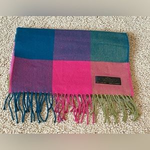 Cashmere Color Block Made in Germany tassel scarf. 64x12